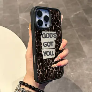 Chic Magnetic Case for iPhone11/12/13/14/15/16/17/promax Leopard God's Got You Sticker MagSafe Ready, Anti-Slip, Ultra Thin | Aesthetic Touch for Daily Use