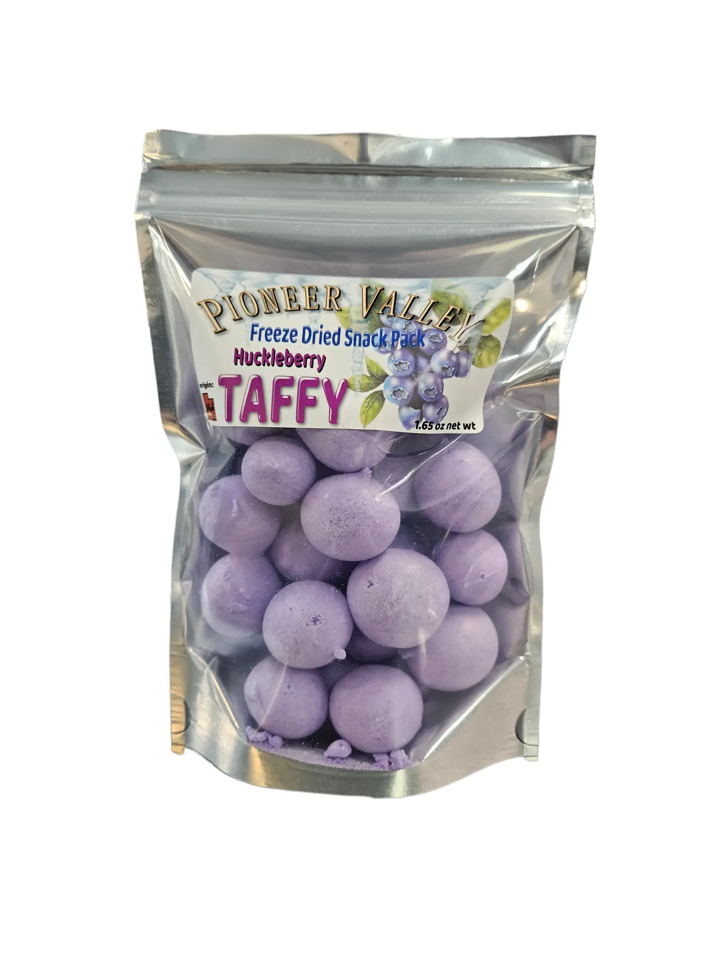 Pioneer Valley Huckleberry Flavor Freeze Dried Taffy Snack Candy