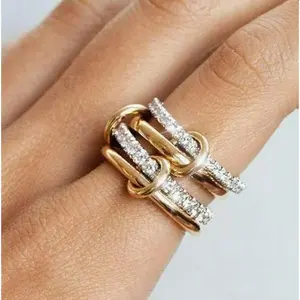New Style Stacked Rings Gold Titanium Steel Material Thick High Gloss Gold and Silver Double Layer Rings