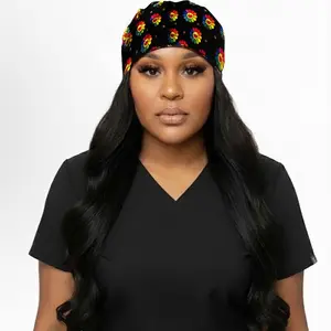 Flower Power Scrub Cap for Healthcare and Hospital Workers with Hair Protection Silk Lining for Dental Hygienists CNAs PAs MAs PCTs Nurses and Doctors