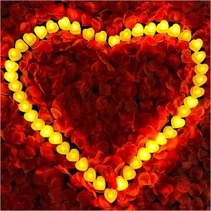 7000 Pieces Artificial Rose Petals with 72 Pcs Flameless LED Candles Battery Operated Led Tea Lights Candles Romantic Decoration Set