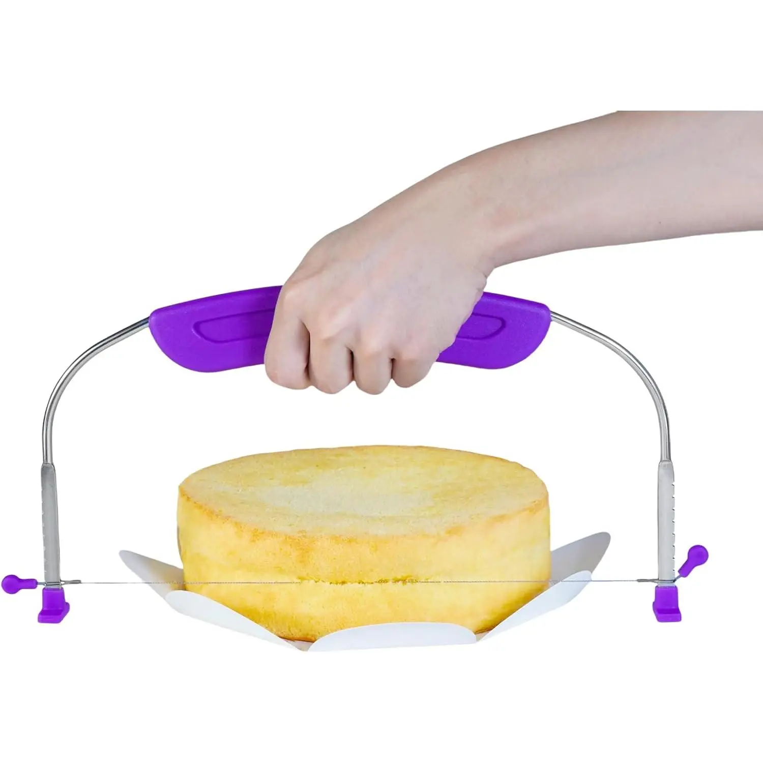 Adjustable Cake LevCake  Slicer Leveler, 9 Different Height   Grade Stainless Steel Double Wires Cake /Slicer/Adjustable Cake Leveler for Leveling and Molding (Purple)
