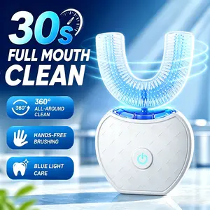 Smart U-Shaped Sonic Electric Toothbrush, 360° Automatic Full Mouth Cleaner with Blue Light, 3 Modes, Rechargeable & Portable Cleansing Daily Adjustable Oral
