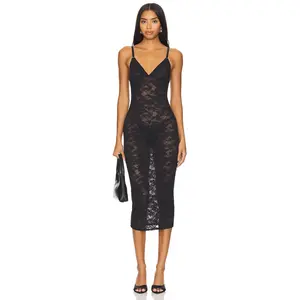 fleur du mal Le Stretch Lace Slip Dress in Black