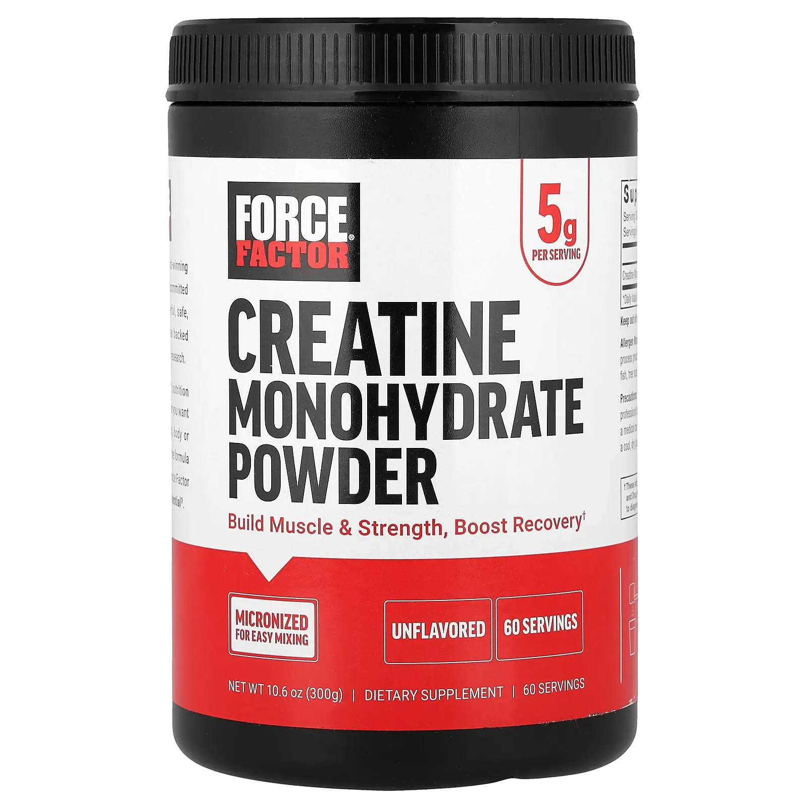 Force Factor Creatine Monohydrate Powder, Unflavored, 10.6 oz (300 g)