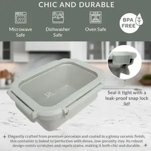 Aesthetic Brixton Porcelain Ceramic Leakproof Containers with Glass Lids Large 1000ml