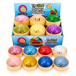 Random Dumpling Squishy Surprise Pack Fidget Toy - Cute Glitter Steamed Bun Squishies with Steamer, Sensory Stress Relief Toy for Kids