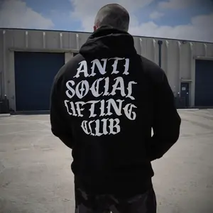 Anti Social Lifting Club Midweight Hoodie for Men - Casual Cotton Long Sleeve Tops Pullover - Menswear