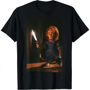 Men's Graphic Top Short Sleeve Chucky With Knife T-Shirt