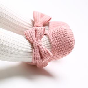 Newborn Baby Girls Princess Shoes Cute Bowknot Solid Color Knitted Soft Sole Non-Slip Sneaker
