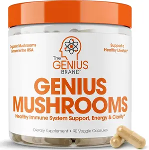 Genius Mushrooms – 90 Capsules | Organic Lion’s Mane, Reishi & Cordyceps for Focus, Immunity & Natural Energy