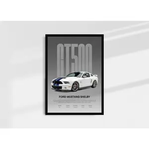 Ford GT500 Poster, Shelby GT, Mustang Wall Art, Muscle Car Wall Decor, Product without frame