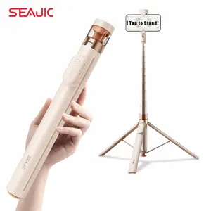 SEAJIC Automatic Tripod for iPhone 15 16, 66" Phone Tripod Selfie Stick with Remote for Video Recording, Gold Aluminum Alloy Stand for Travel & Sports