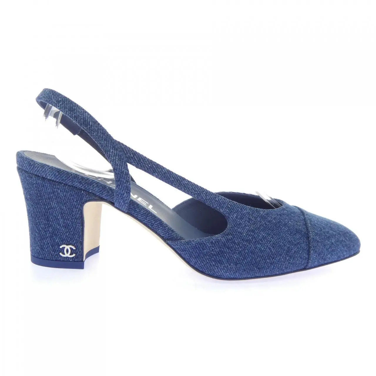 Pre-owned CHANEL Denim Small Leather Goods Slingback Pumps