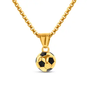 3D Soccer Ball Pendant and Chain Necklace
