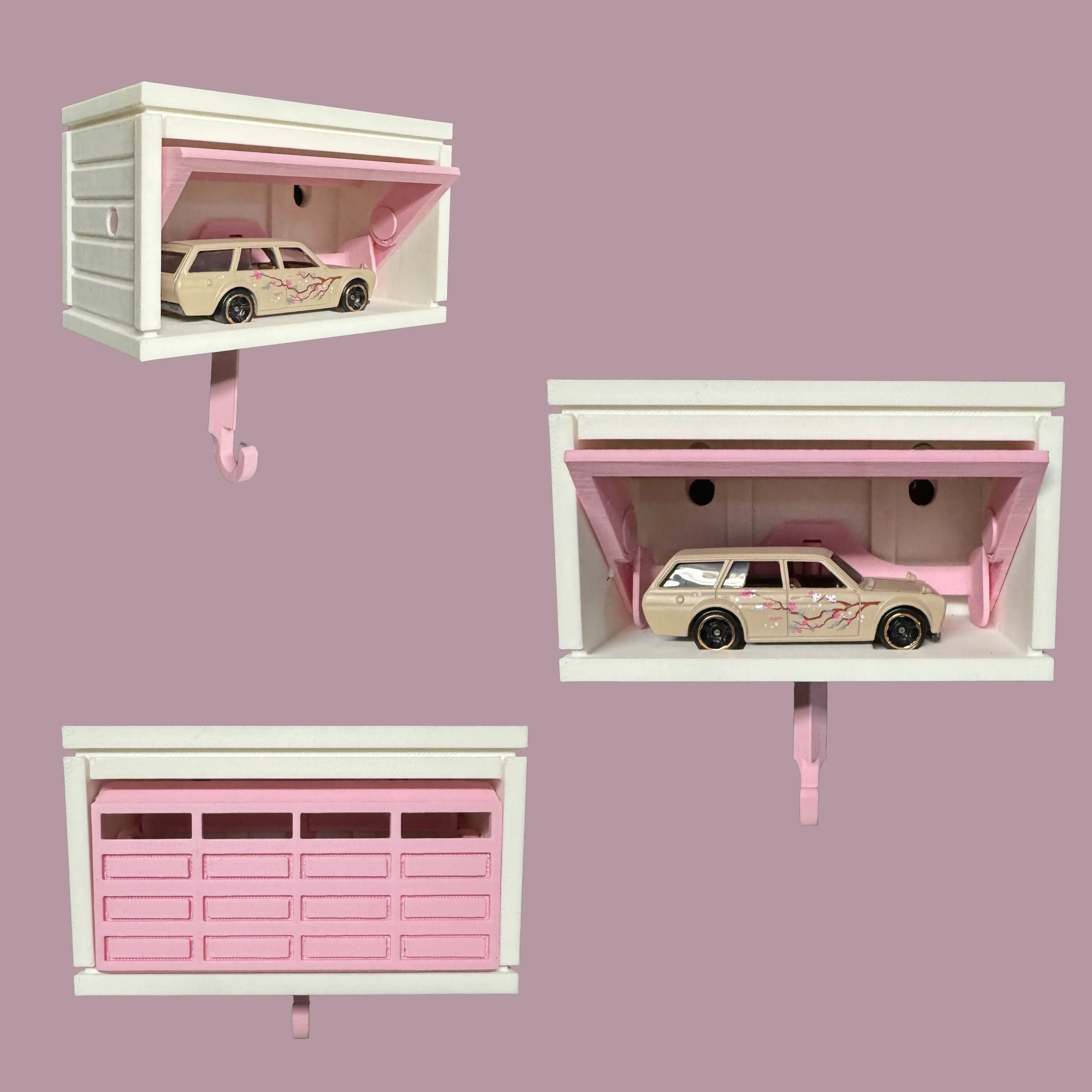 Hot Wheels Key Hanger Garage Mount Pink Car Organizer Wall Hook for Keys & Mini Car Display Easy Installation Fun Gift Idea for Car Enthusiasts