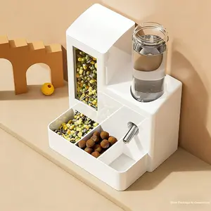 Automatic Hamster Feeder Water Dispenser, Leak-Proof Multi-Function Hamster Bowl, Transparent Window, Space-Saving Design, Cross-Border Bestseller