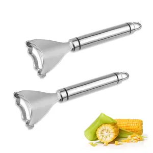 2 Pcs Corn Peeler Corn Planer Thresher Stainless Steel Corn Peeler for Corn On the Cob Corn Kernel Remover Tool Magic Corn Stripper Tool Corn Cutter Corn Scraper with Ergonomic Handle for Kitchen