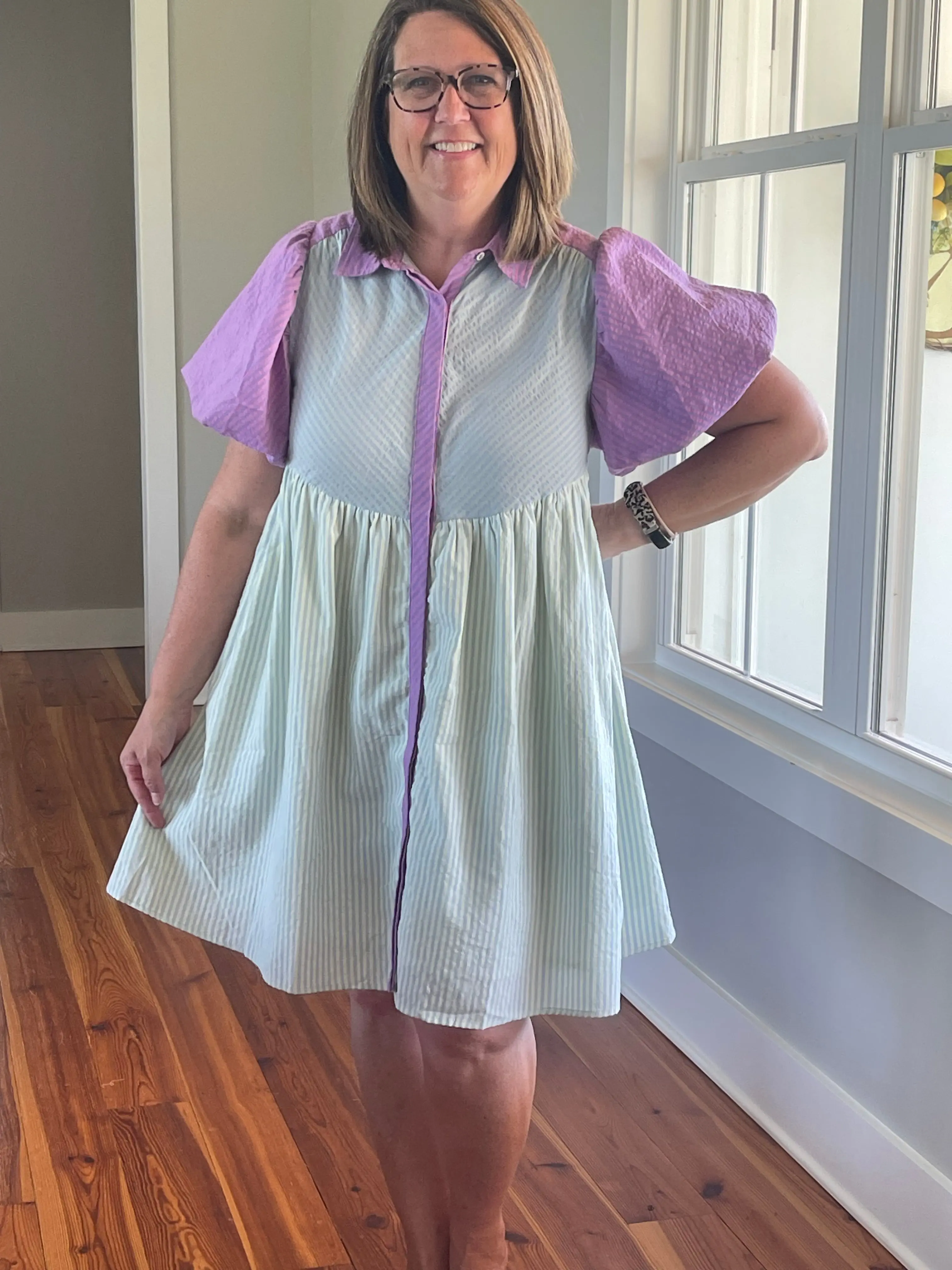 GiGio  Purple Mix Seersucker Dress