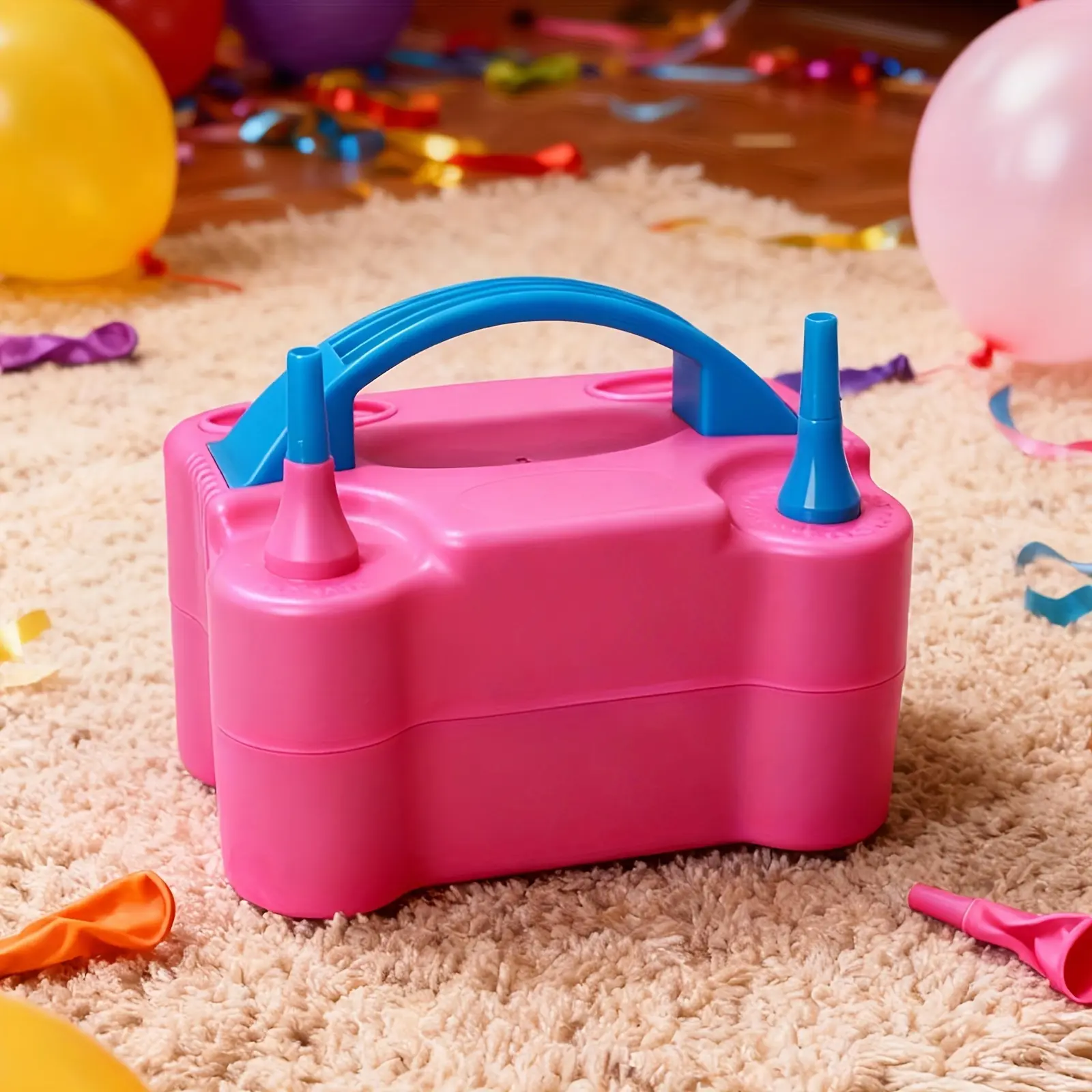 110V 600W High Power Electric Balloon Pump Fast Inflator Blower for Party Decor, Dual Nozzle System with Rose Red Design, No Batteries Needed for Balloons