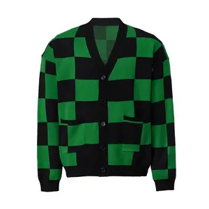 Demon Slayer Kimetsu no Yaiba Mitsuri Kanroji Green Grid Pattern Women's Sweater | Anime Cosplay Knitwear