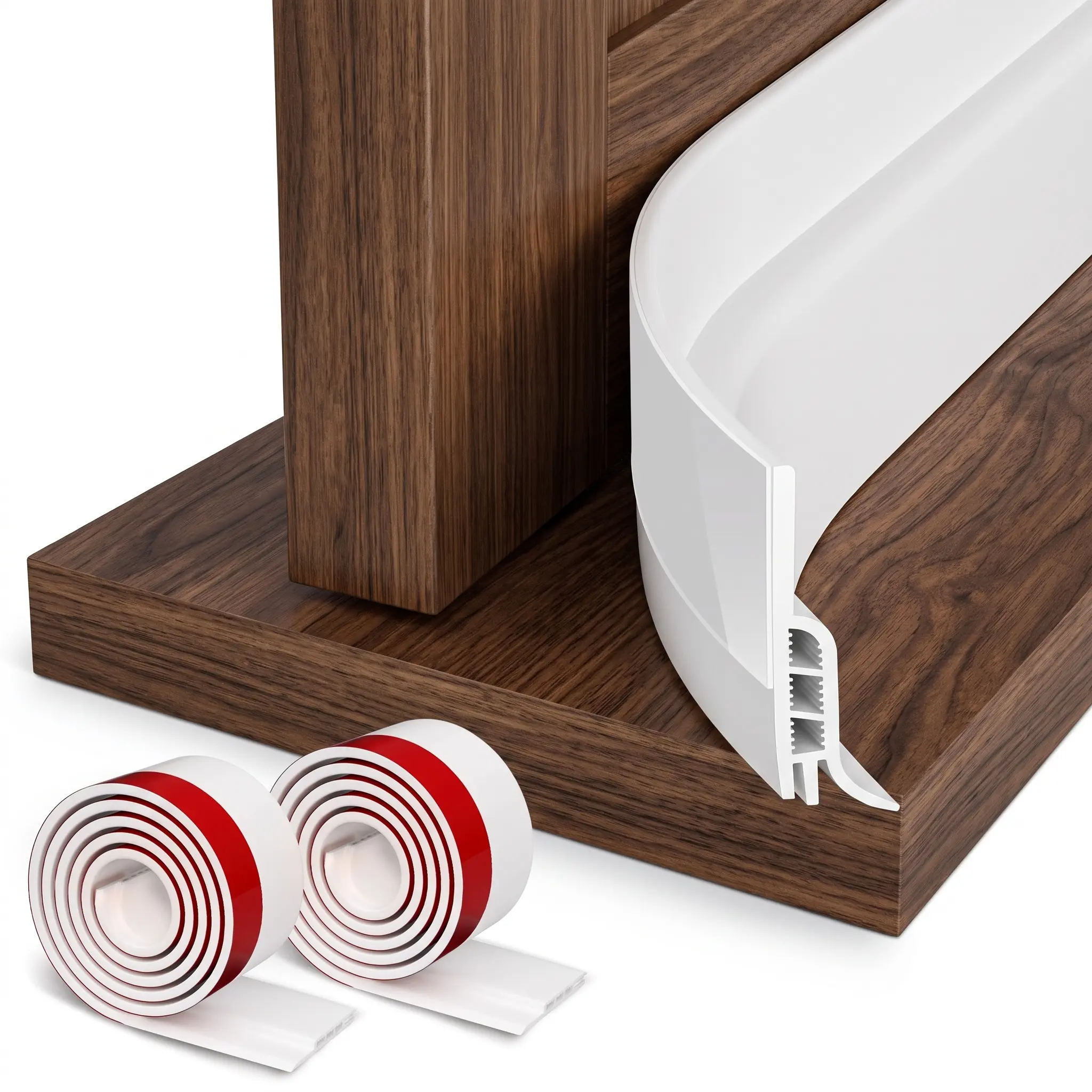 2 Pack Door Draft Stopper Under Door Blocker Insulator Weather Stripping Noise Stopper with Strong Adhesive White, Door Insulating Material, Door Weatherproofing Door Sealer Door Insulation