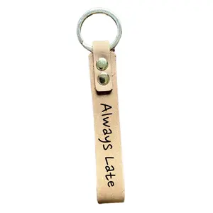Personalized Leather Keychain, Gift For Friend, Coworkers, Key Holder, Custom Key Fob, Loop, 100% Genuine Leather Engraved