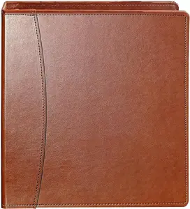Brown Leather 3-Ring Binder  2-Inch   Fits Letter-Size Paper (8.5" x 11")  Built-in Interior Pockets  File Folder  Business Organizer (Brown, 2 Inch)