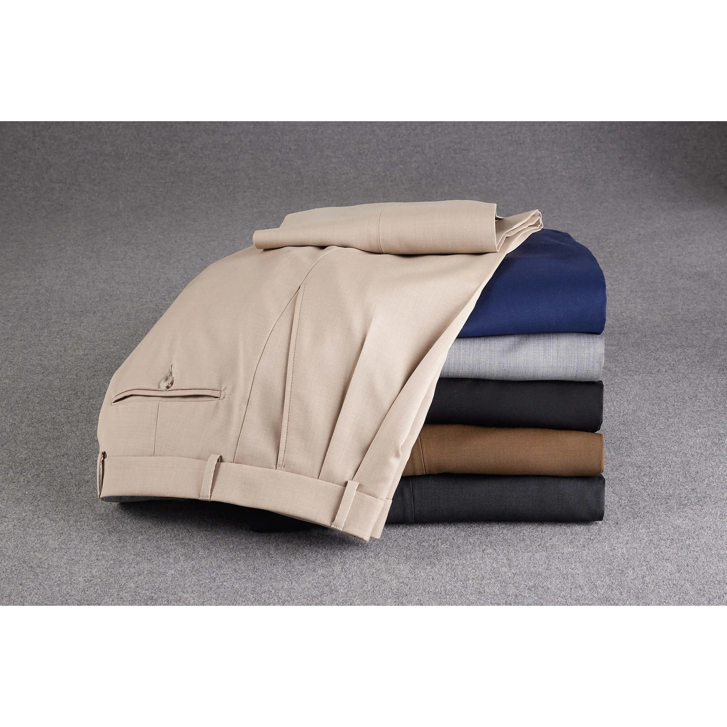 Patrick James Menswear Wool Gabardine Fabric Double-Pleat Men's Pants, Trousers