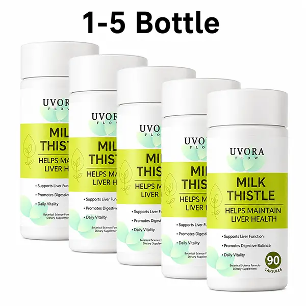 (1-5 Bottle) Uvora Milk Thistle Detox, Premium Herbal Supplement With Milk Thistle Extrac