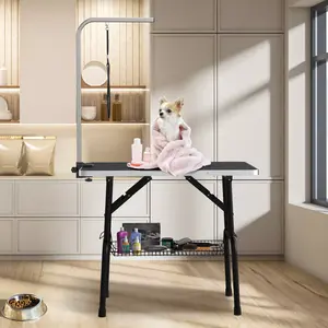 YITAMOTOR Height Adjustable Dog Grooming Table with Detachable Stainless Steel Grooming Arm, Non-Slip Desktop, Storage Mesh Tray & Noose dog  brush  vacuum
