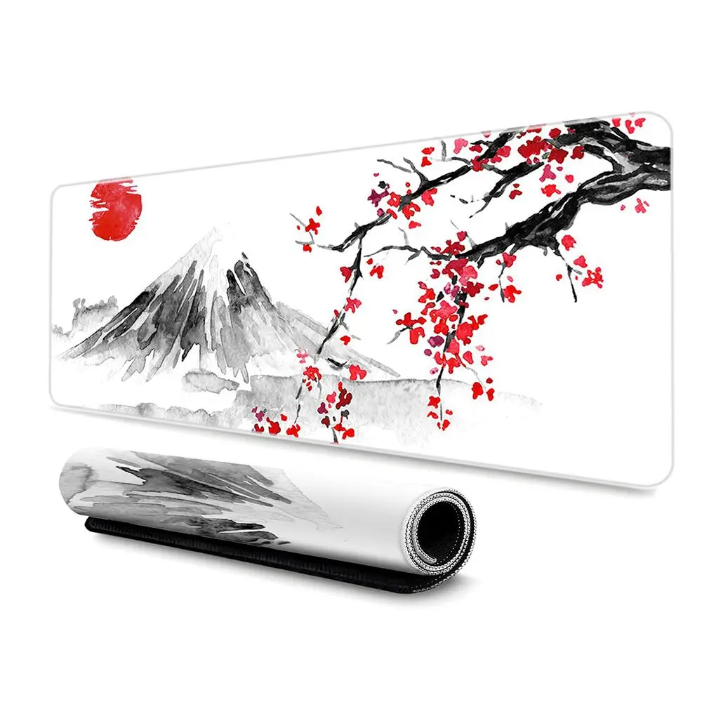 Cherry Blossom Pattern Mouse Pad, 1pc Rectangular Gaming Computer Mouse Pad with Non-Slip Rubber Base, Washable Mouse Pad for Work, Office & Gaming