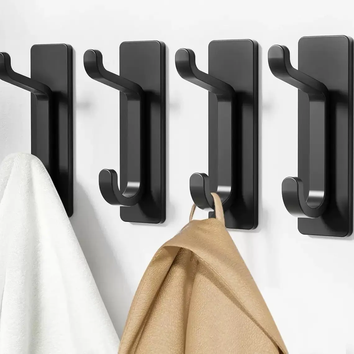 4/6/8-piece Adhesive Hooks, Storage Hooks Set - Stainless Steel Hooks, Bathroom Organizer, for Bathrobes, Towels, Coats, Sponges, Waterproof, Durable, Easy to Install, Perfect for Organizing Bathrooms and Bedrooms