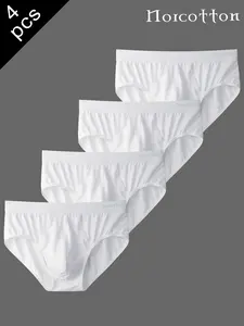 Men's Norcotton Triangle Breathable Comfy Underwear Set, Pure Polyester Elastic Comfortable Daily Wear, Casual Home Use Pack of 4