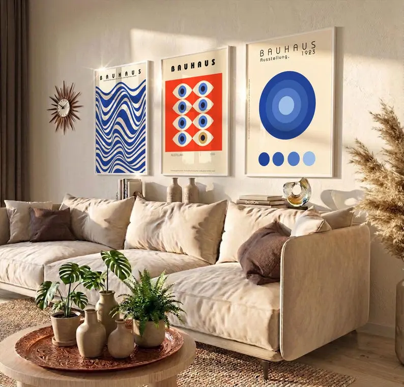 Modern Wall Art Prints Bauhaus Poster Set of 3