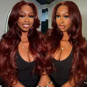13x6 Body Wave Reddish Brown Lace Front Wigs Human Hair Pre Plucked With Baby Hair  Colored Wigs for Women 180% Density HD Lace Frontal Wigs Human Hair