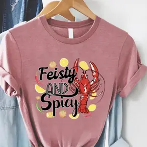 Feisty And Spicy Tee,Crawfish Shirt,Gift For Crawfish Lovers,Crawfish Season Shirt,Crawfish Gifts, Womens Crawfish Shirt, Funny Crawfish Tee 45789 961