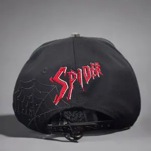 Spider-Man Capsule Hat - Black with Red Embroidery and Web Design, Adjustable Fit, Unisex