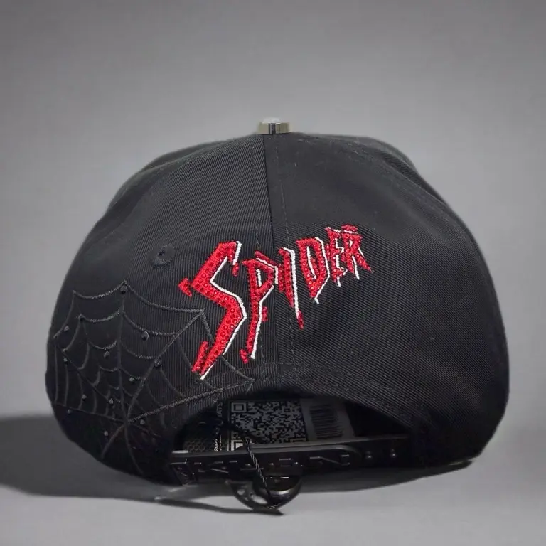 Spider-Man Capsule Hat - Black with Red Embroidery and Web Design, Adjustable Fit, Unisex