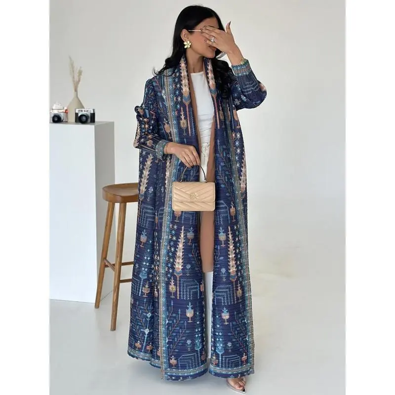 Dubai Abaya Luxury Evening Coat For Women Formal Robe Eid Abaya Ramadan 2025 Female Pleated Cardigan Long Sleeve Trench Coats Dubai Abaya Luxury Evening Coat For Women Formal Robe Eid Abaya Ramadan 2025 Female Pleated Cardigan Long Sleeve Trench Coats