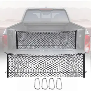 Truck Bed Organizer, Elastic Shrink Truck Cargo Net with 4 Metal Hooks Keep Truck Interior Tidy,Truck Bed Storage Hold Many Items Compatible with Chevrolet, Ford, GMC