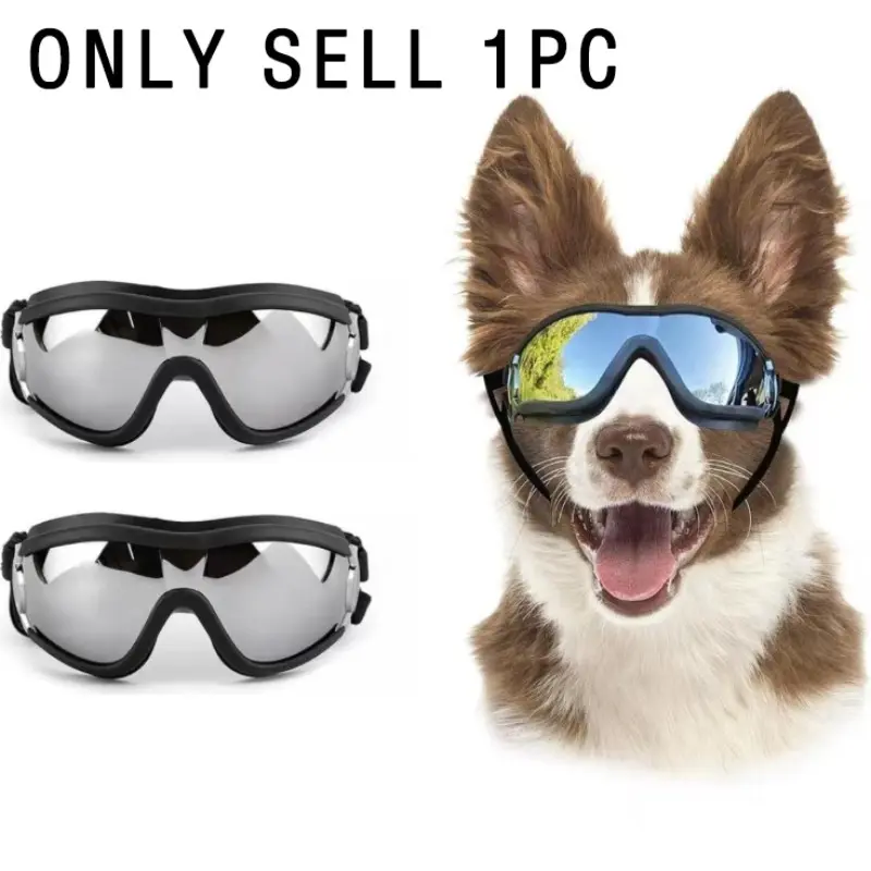 Dog Sunglasses UV Protection Eyewear for Medium Large Dogs, Adjustable Strap Outside Outdoor Adventure Pet Glasses Multiple Colors Available