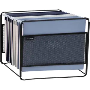 Hanging File Folder Organizer, Desktop Organizer, Storage, Office, Metal Mesh, 13" L x 9.75" W x 10.25" H, Black