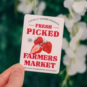Farmers Market Fresh Picked Strawberry Sticker