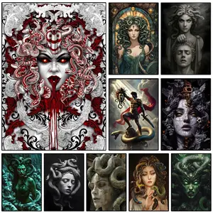 G-Greek Mythology M-Medusa Classical Poster Sticky Wall Art Printing Waterproof Modern Aesthetic Home Living Bedroom Decor Trendy Room Decoration Gift Durable High Quality