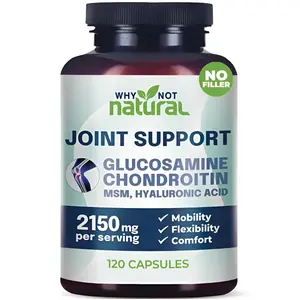 Natural Joint Support Glucosamine Chondroitin MSM, 2150 mg high-efficiency formula, no fillers, supports joint mobility, flexibility, and comfort, 120 vegetarian capsules