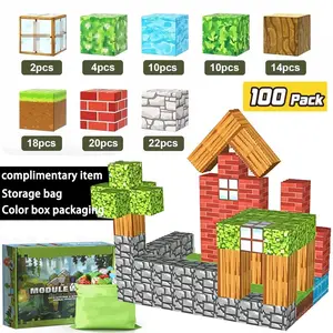 New Magnetic Block Set My World Forest Scene Building Model House Strong Magnet Boy Toy, Kids Construction Playset, Educational Gift