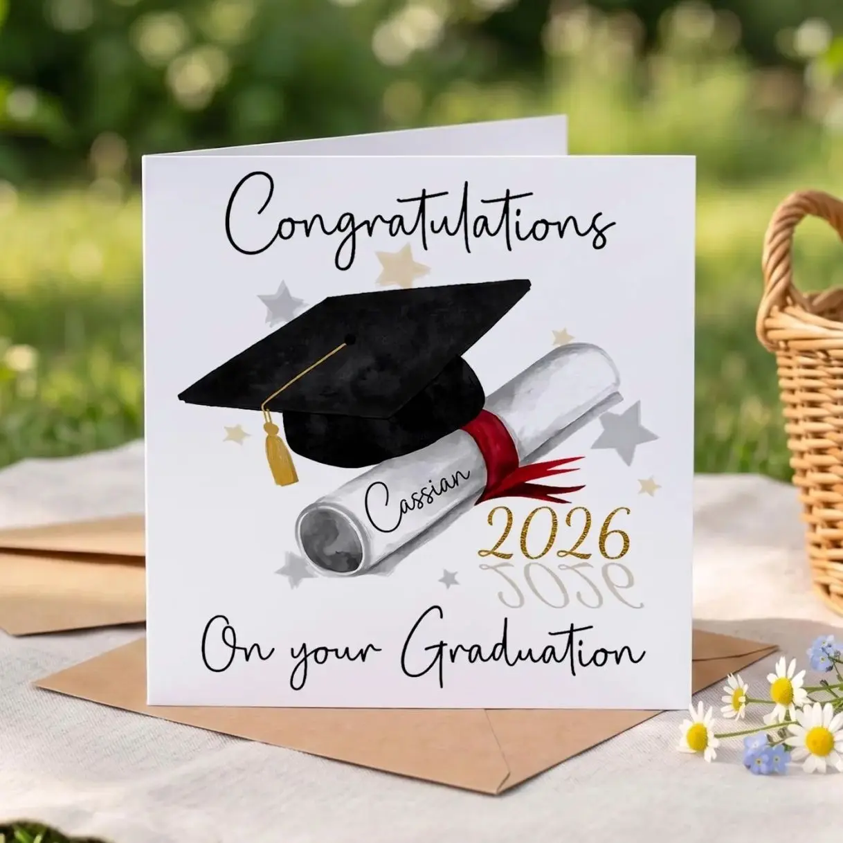 Personalized Congratulations Grad Card, Custom Graduation  Card With Cap And Diploma,  Name Gift Card For Graduate,Greeting Card Gift