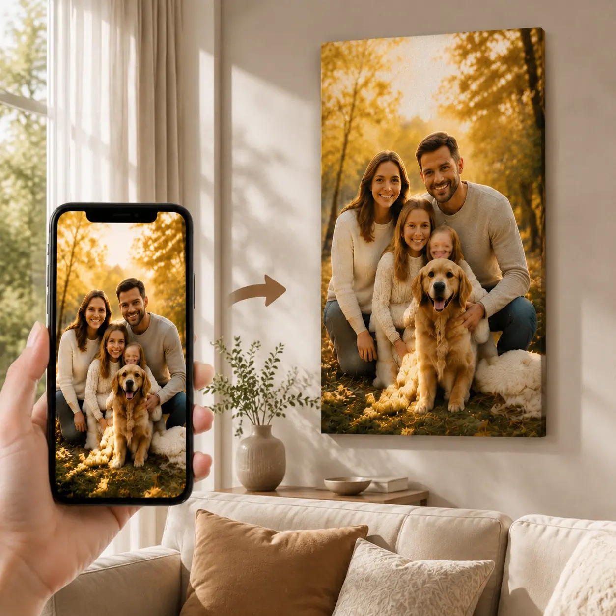 Custom Canvas Wall Art - Personalized Photo Print with 0.75 in Frameless Wrap, Multi-Size Artwork, Unique Family Gift, Home Decoration for Living Room Bedroom