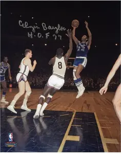 Elgin Baylor Los Angeles Lakers Autographed 8" x 10" Shooting Photograph with "HOF 77 - Fanatics Authentic Certified